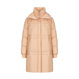 艾莱依双层领羽绒服女商场同款H版型舒适百搭显瘦秋冬中长款外套