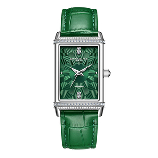 【送女友】上海牌手表女小绿表镜耀小方表十二星纹镶钻自动机械表