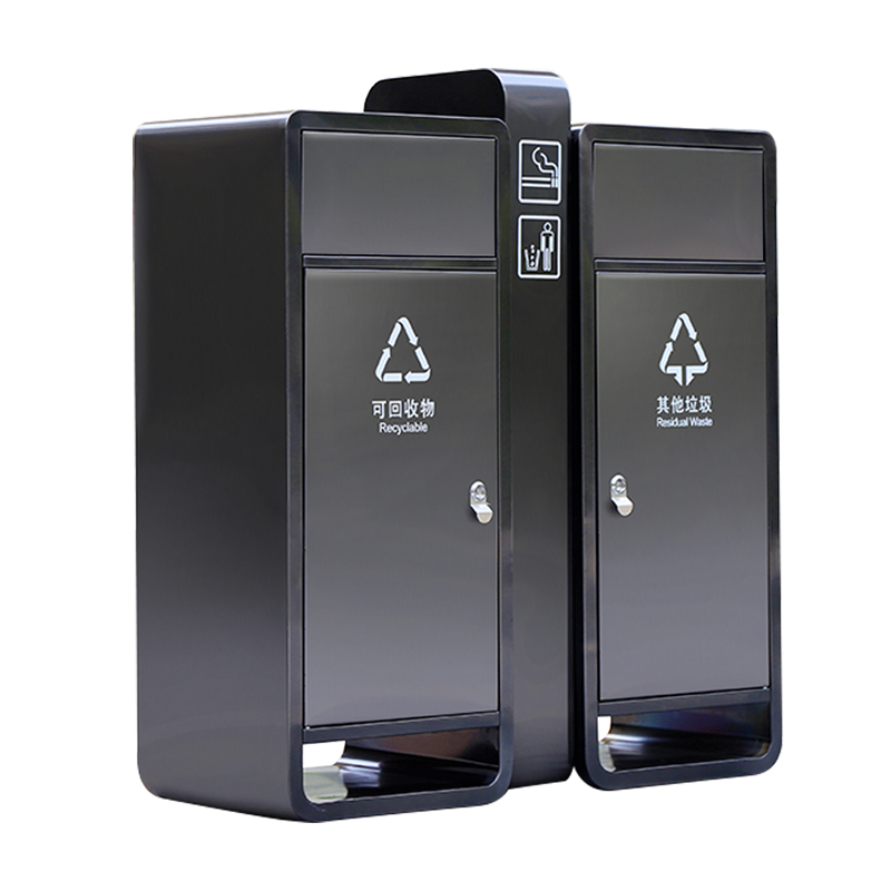 户外垃圾桶环卫地产商用双分类室外不锈钢304电镀果皮箱定制绿恩