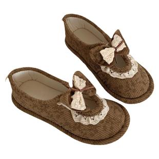 细细条 复古碎花月子鞋女夏季薄款78月舒适居家防滑包跟棉鞋森女