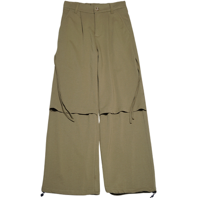 STILLYOU复古假两件拼接针织卫裤