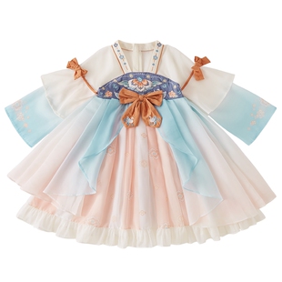 [远红外]女童红色拜年服宝宝汉服冬装小童新年裙子秋冬儿童唐装女