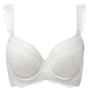 倾慕艺生大码性感白色内衣女大胸显小聚拢防下垂收副乳调整型文胸