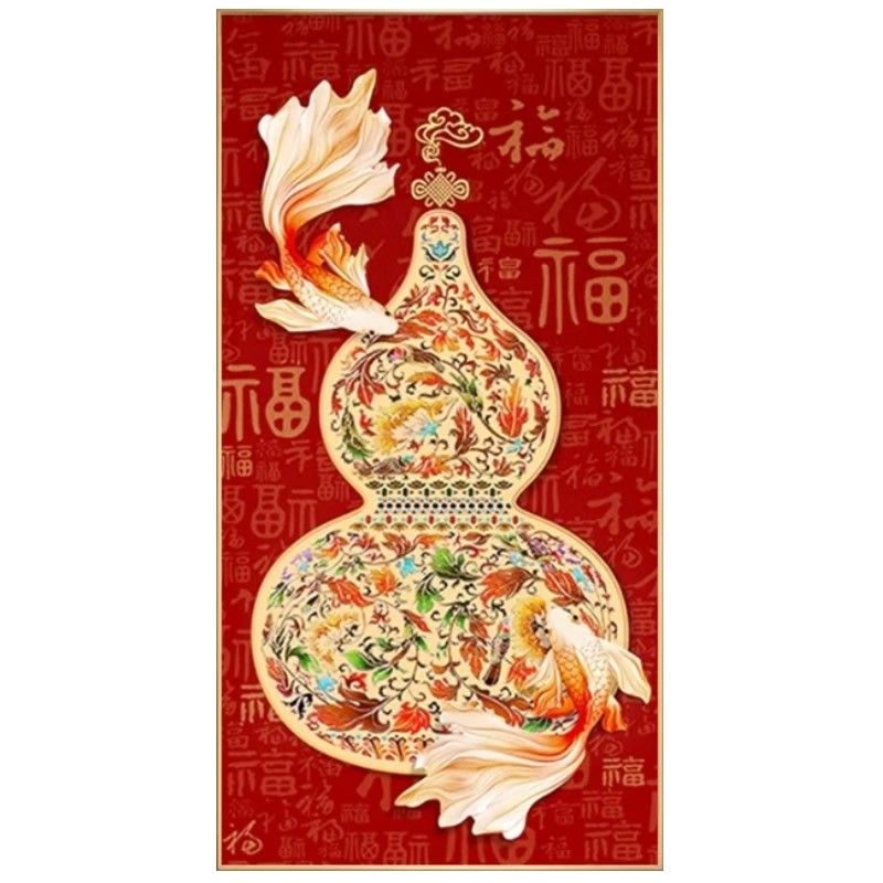 锦鲤福禄钻石画方钻满点钻十字绣