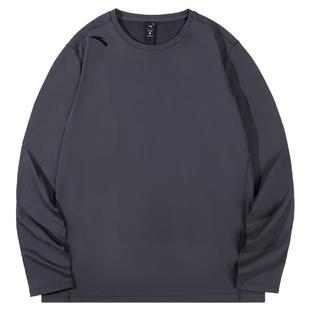 安踏长袖t恤男2025冬季新款加绒保暖秋衣跑步抓绒打底衫运动内衣