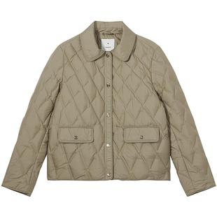 热风轻薄羽绒服女款冬季2025年新款纯色小香风菱形格翻领羽绒外套