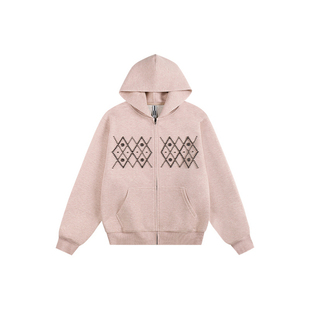 ATRY钉珠连帽卫衣开衫男春季国潮牌美式休闲宽松情侣拉链帽衫外套