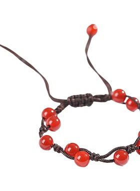 红玛瑙手链朱砂转运珠红绳男女本命年好运编织绳手绳天然水晶手串