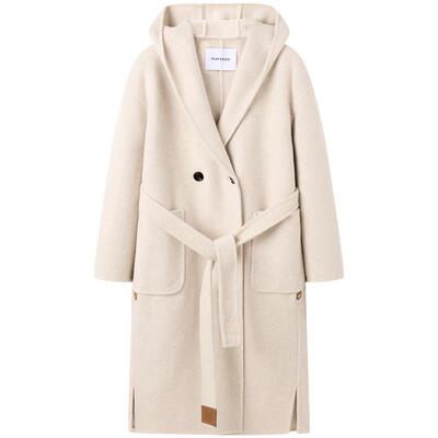 太平鸟年冬季款连帽双面呢大衣A1AAE4473