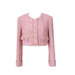 Sainte Yunne设计师品牌高级定制秋冬粉色小香风短款外套WT158