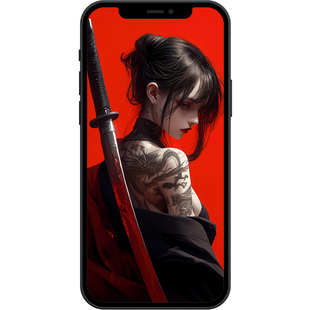 纹身太刀酷飒少女8K高清壁纸iPhone手机ipad平板电脑桌面动漫壁纸