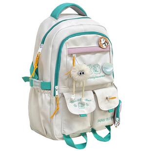 茶话会日系学院风书包女百搭撞色大容量双肩包初中女高中学生背包