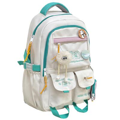 茶话会日系学院风书包女百搭撞色大容量双肩包初中女高中学生背包