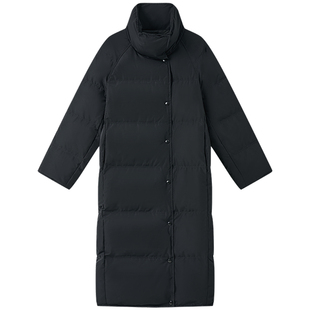 Halo Luu长款黑色羽绒服女冬季新款95白鸭绒加厚立领保暖过膝外套