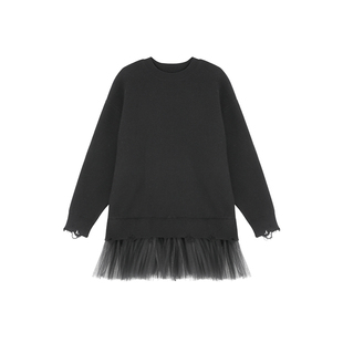 LEOHAPPY女童毛衣秋冬儿童针织衫拼网纱裙中大童亲子毛衣裙中长款