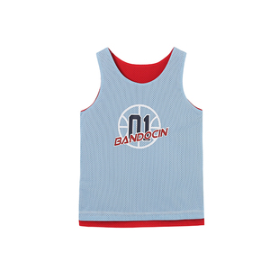 半度闲女童无袖t恤夏季2025新款儿童双面穿背心女大童速干篮球衣