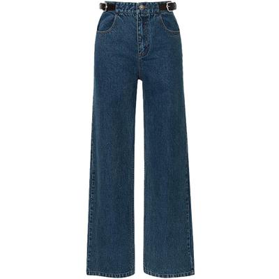 CALVINLUO皮带袢装饰牛仔裤