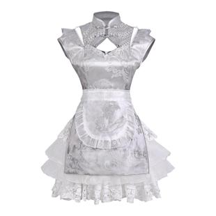 原创设计【银月】改良旗袍中华娘女仆围裙Lolita套装