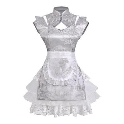 原创设计【银月】改良旗袍中华娘女仆围裙Lolita套装