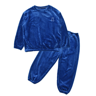 显瘦胖男童家居服套装法兰绒秋冬