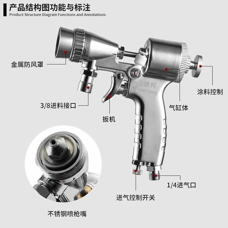 金涂邦气缸式6D仿石漆水包砂专用喷枪水包水多彩漆喷枪4.05.0喷枪