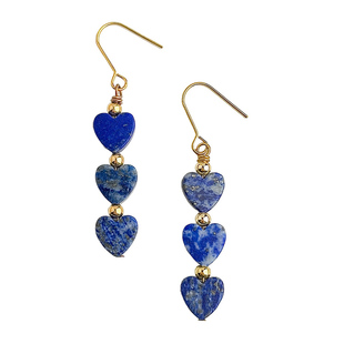 国风原创雾霾蓝青金石耳环通勤风时尚爱心耳钩高级感气质小众耳饰