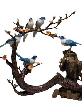 铜师傅纯铜喜鹊五福临门摆件