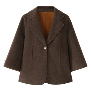 啄木鸟双面呢短外套女士秋冬2025新款时尚洋气妈妈显瘦羊毛呢大衣