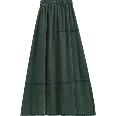 zowesfun苎麻复古高腰半身裙子