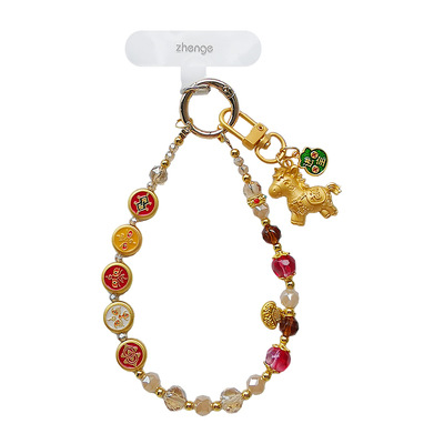 小马送福五路财神水晶串珠手机链