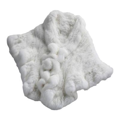 编织兔毛荷叶边新娘皮草斗篷披肩