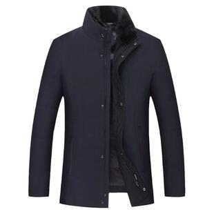 男士皮毛一体尼克服冬季兔毛内胆派克服男款商务休闲外套羽绒服