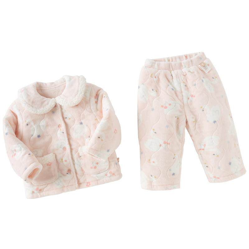 【清仓特惠】戴维贝拉女童家居服套装保暖冬季儿童珊瑚绒睡衣A类