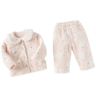 戴维贝拉女童家居服套装保暖2026冬季新款儿童抗菌珊瑚绒睡衣A类