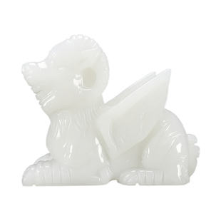 白玉上古神兽白泽摆件带翅膀羊山海经生肖羊家居玄关风水装饰品