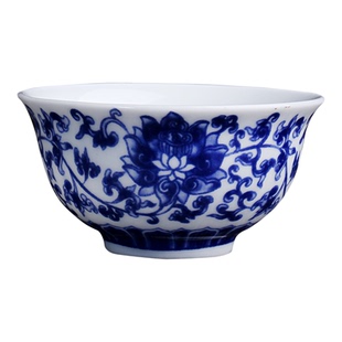 陶瓷功夫泡茶杯茶碗青花瓷6只客杯品茗杯高白瓷主人杯家用小酒杯