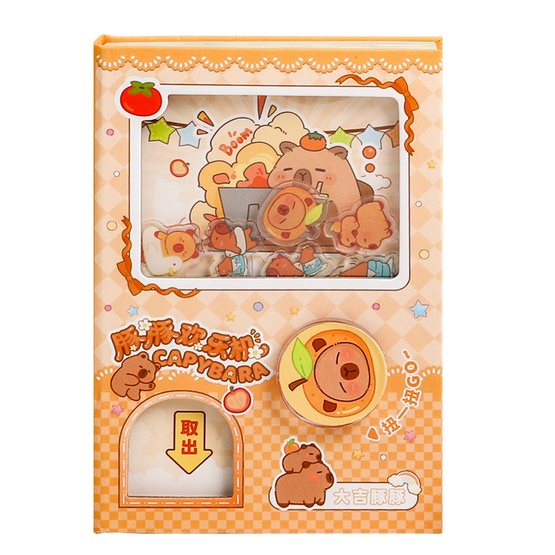 卡皮巴拉扭蛋机口袋本女生可爱笔记本随身携带高颜值小本子机关本趣味抓娃娃迷你手账本日记本奖励小学生礼物