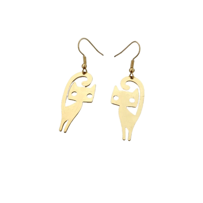 s42时髦新潮款金属光面高傲小猫咪唯美个性潮搭耳环耳饰欧美首饰