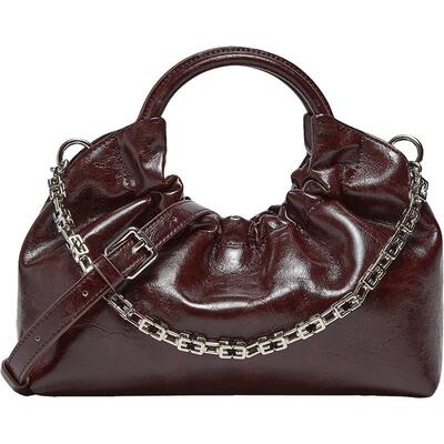 百思图复古云朵链条斜挎包