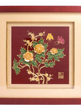 四季长春客厅金箔工艺品退休礼物