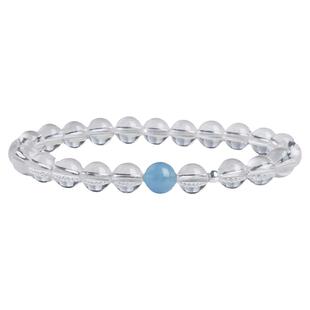 原矿巴西白水晶手链单圈海蓝宝圆珠手串diy饰品小清新闺蜜礼物女