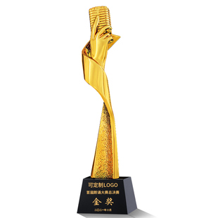 唱歌比赛奖杯定制麦克风金话筒儿童好声音主持人演讲朗诵音符金属