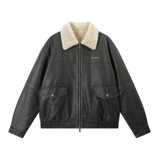 江南先生NewJNXS皮毛一体保暖复古毛领夹克冬双拉链休闲外套秋冬