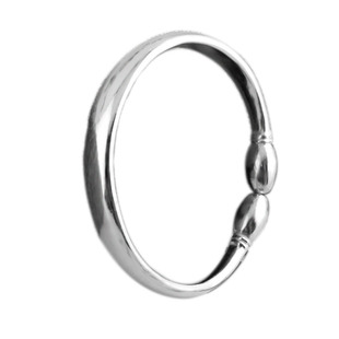 仙记银坊 纯手工 S999纯银蒜头光面银手镯贵扁款妃镯 半圆椭圆头