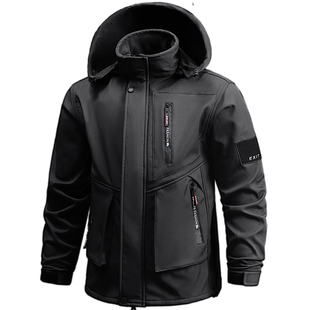 冲锋衣男休闲工作服套装保暖防寒加绒外套防风秋冬长袖劳保工装