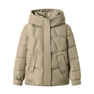 冬季妈妈款2025新款羽绒棉服外套冬装中老年连帽短款加厚棉衣棉袄