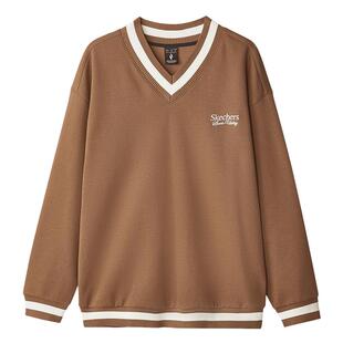 Skechers斯凯奇秋冬男休闲宽松针织套头衫V领卫衣 L324M028/03F9