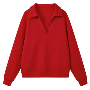 BLINK/早春新衣中国红新年心愿POLO衫长袖上衣礼物女装