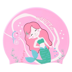 英发儿童泳帽女童防水护发硅胶游泳帽男孩中大童弹力舒适泳帽新款