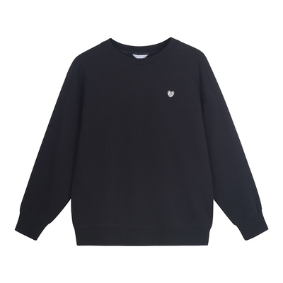 北欧时刻套头黑色圆领卫衣女